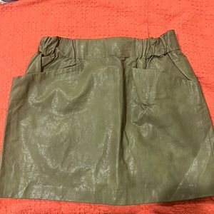 Zara army green leather skirt